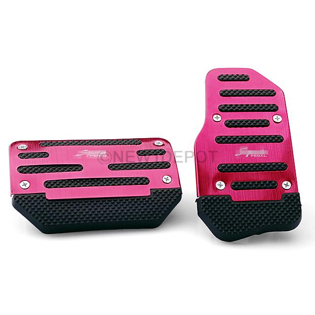 2pcs claret-red alloy plastic car racing fuel brake gas foot automatic pedal pad