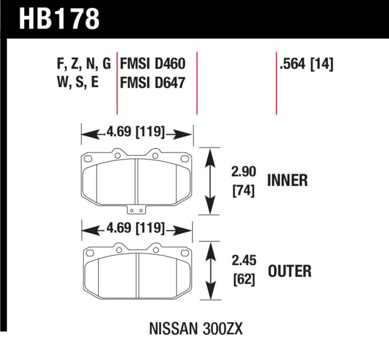 Hawk performance hb178z.564 disc brake pad 89-96 300zx skyline