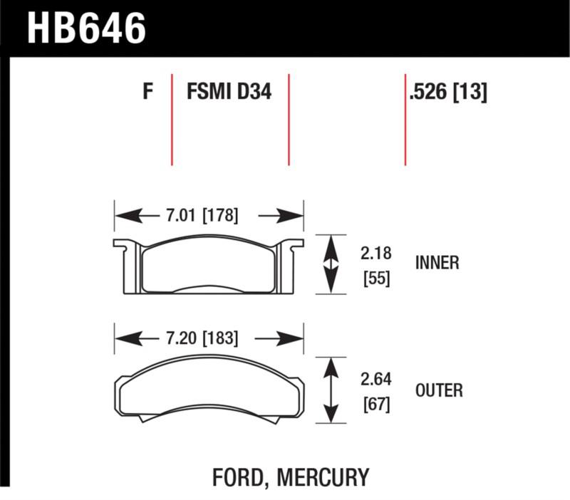 Hawk performance hb646f.526 disc brake pad