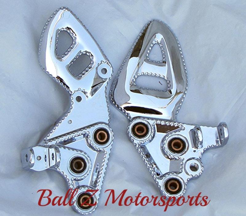 Hayabusa stock/oem ball cut chromed chrome front foot pegs peg brackets!!  99-07