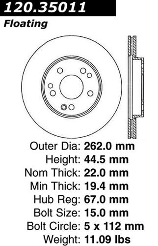 Centric-power slot 126.35011sr stoptech sport rotors 87-90 190d 190e