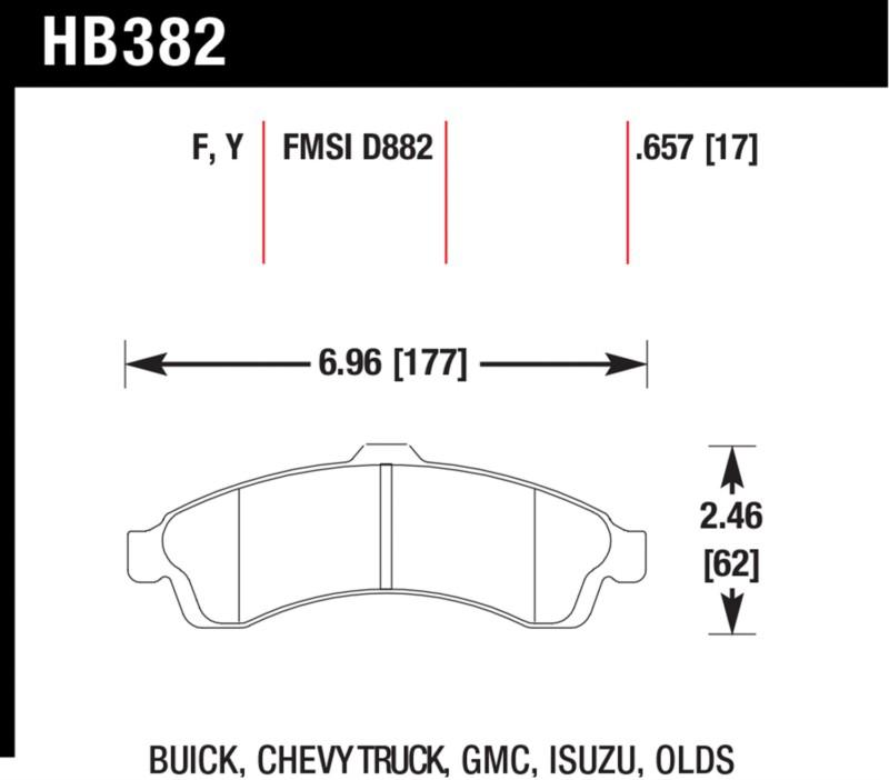 Hawk performance hb382f.657 disc brake pad