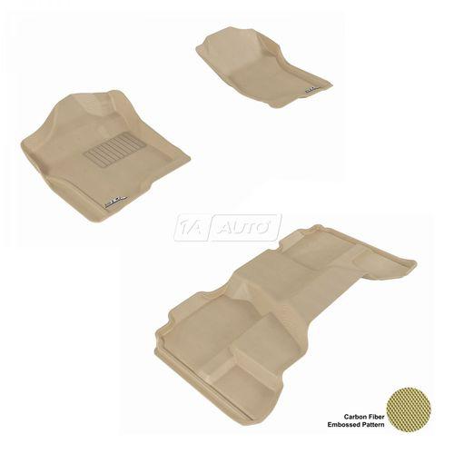 Custom floor liner tan front rear set for 07-13 chevy gmc truck extended cab