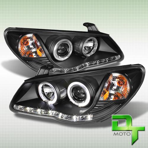 Fit 07-10 elantra black halo projector headlights w/drl daytime led strip lights