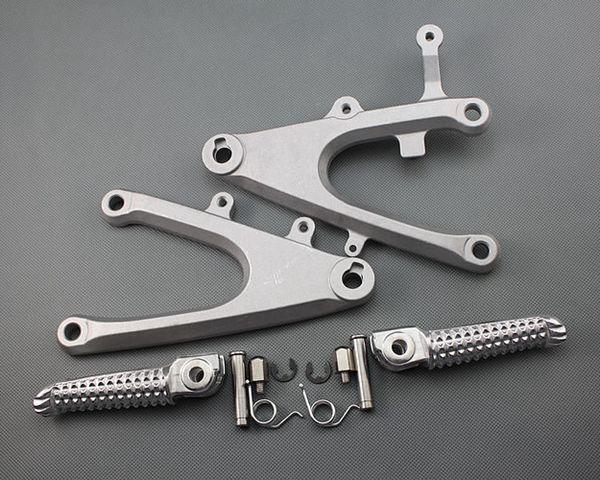 Silver front rider foot pegs footrest bracket for yamaha yzf r1 2004-2006