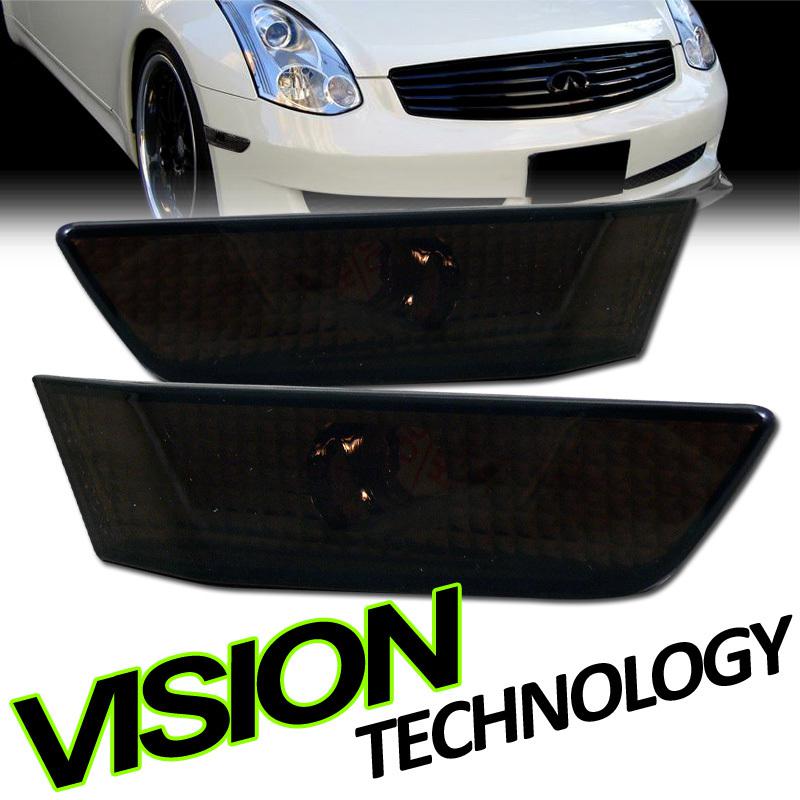 03-07 infiniti g35 2d/2dr/coupe euro smoke front bumper lamps side marker lights