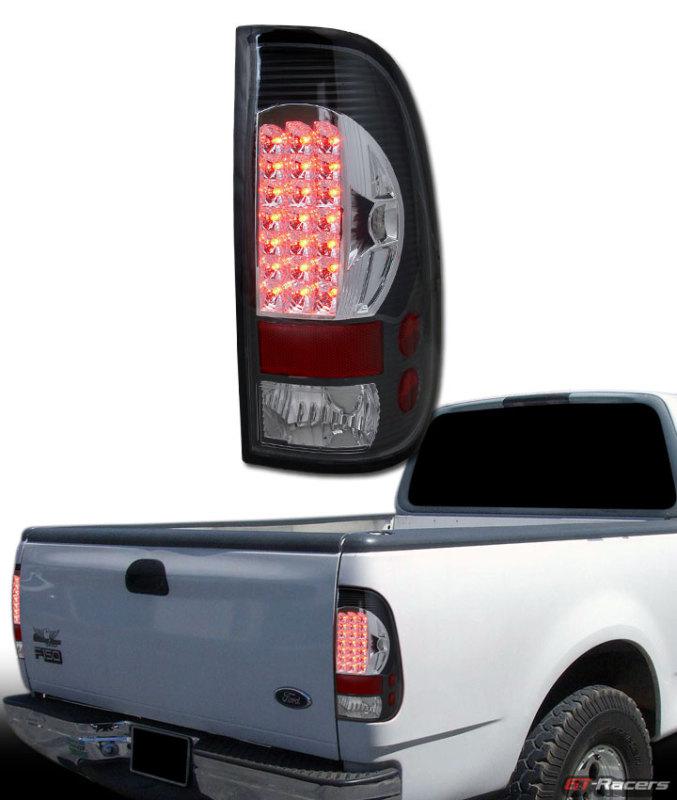 Blk led tail lights brake lamps aw 97-03 ford f150 ld/99-07 f250 f350 superduty