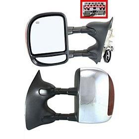 Chrome power heated side view door mirror assembly pair set driver+passenger