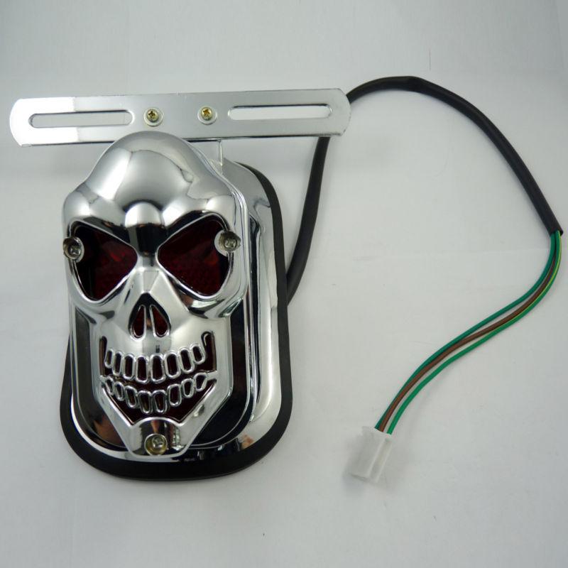 New universal motorcycle fashional skull head lights rear tail light for harley