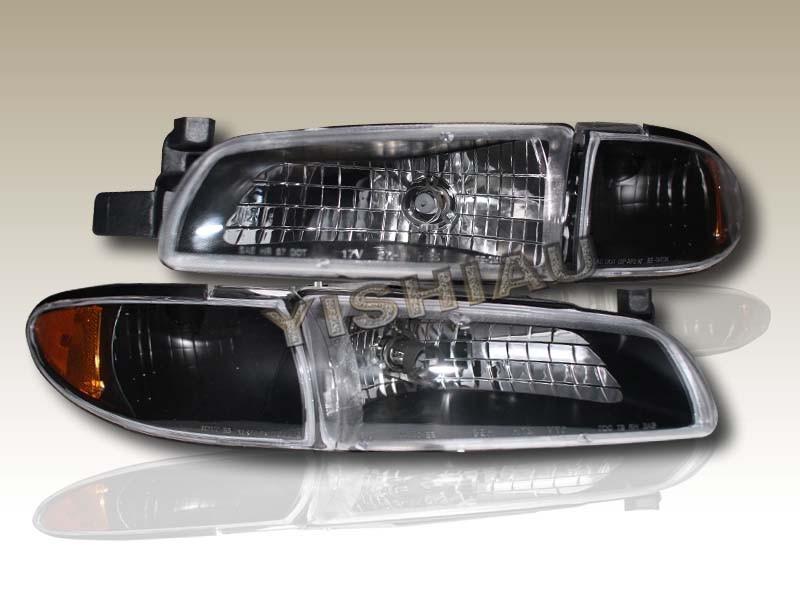 97-03 pontiac grand prix crystal black headlights head lamps + amber corner 