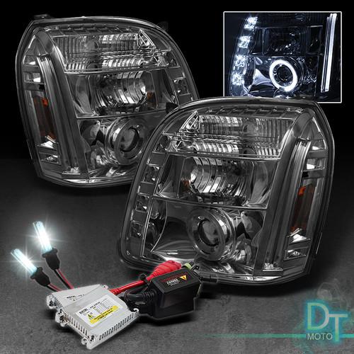 6000k slim xenon hid kit+smoke 07-13 gmc yukon/denali halo projector headlights