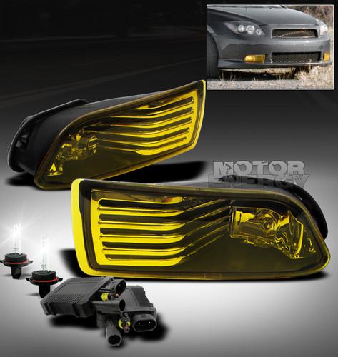 2004-2010 scion tc bumper yellow lens fog lights lamp w/6000k hid+harness+switch