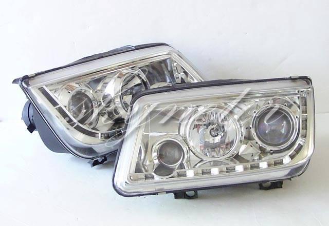 1999 - 2004 vw volkswagen jetta r8 style led projector headlight pair chrome