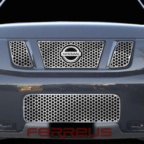 Nissan titan 08-12 circle punch polished stainless truck grill insert add-on