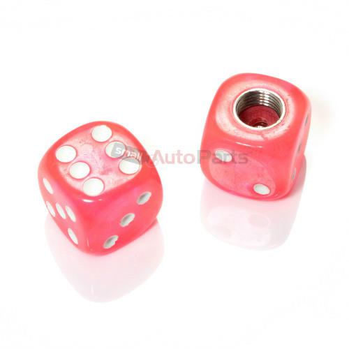 (2) clear pink gem dice tire/wheel stem valve caps for motorcycle-bike-scooter