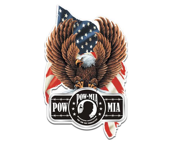 Eagle pow mia decal 5"x3.1" american flag war military sticker (lh) zu1