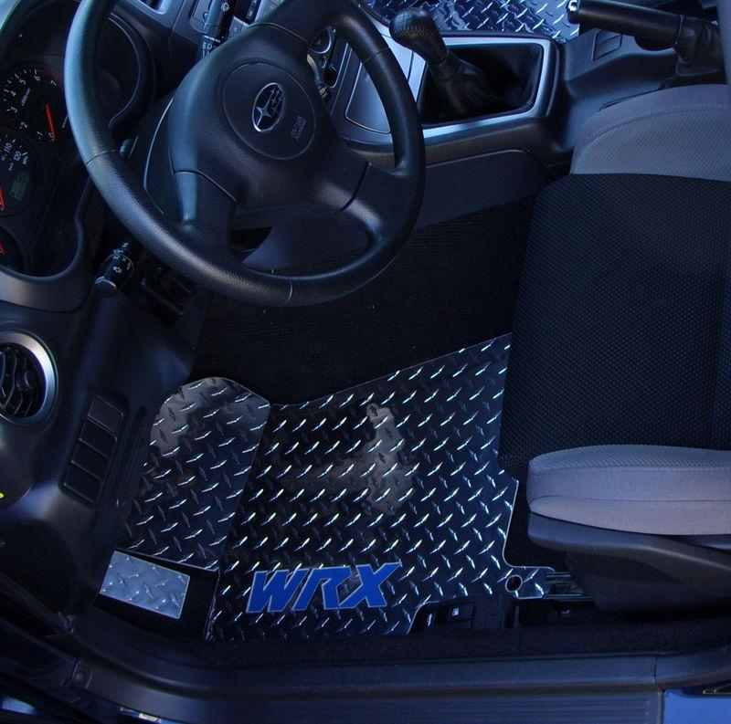 Impreza wrx 02-07 logo inlay diamond plate floor mats  front and back set