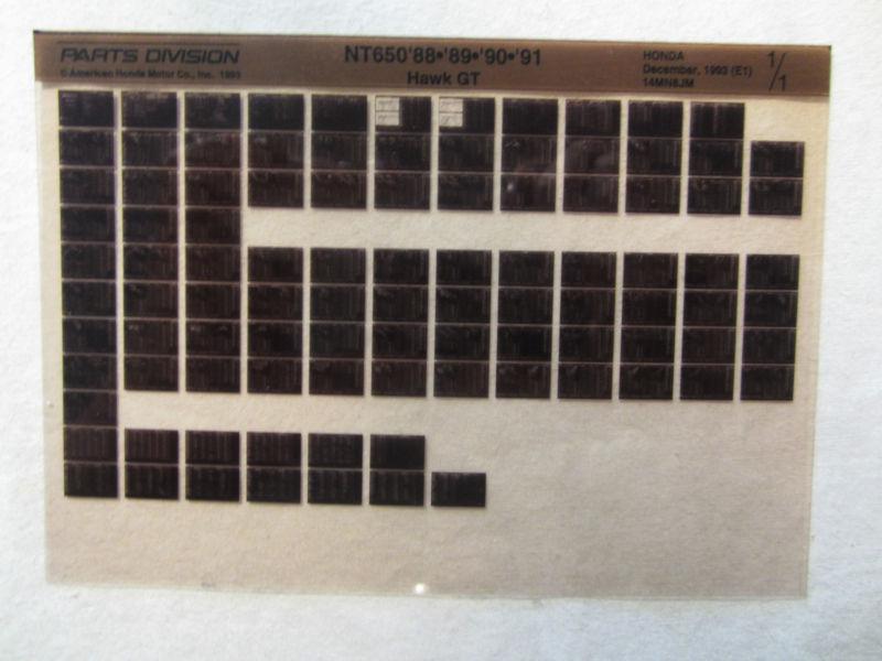 1988-1991 honda motorcycle nt650 hawk gt microfiche parts catalog nt 650 