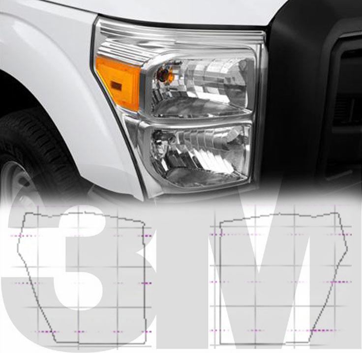 2011-2013 ford super duty clear 3m protection pre cut headlights film 