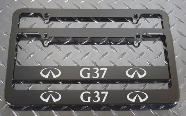 2 brand new infiniti g37 gunmetal license plate frame + screw caps