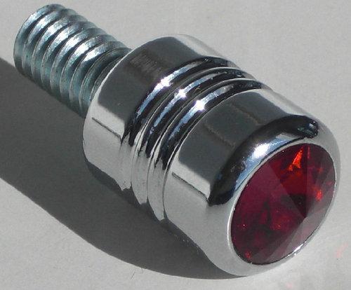 Chrome billet & red swarovski crystal air cleaner bolt for harley twin cam