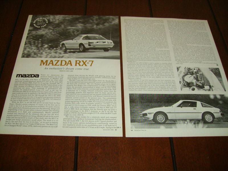 1978 mazda rx7 ***original article / road test***