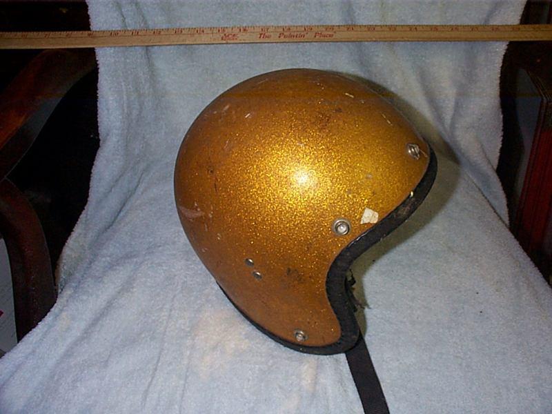 Vintage motorcycle helmet gold sparkle metal flake made in japan looks real old
