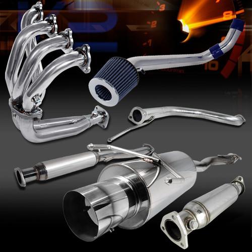 92-95 civic 2/4dr cold air intake+header+test pipe+exhaust catback muffler