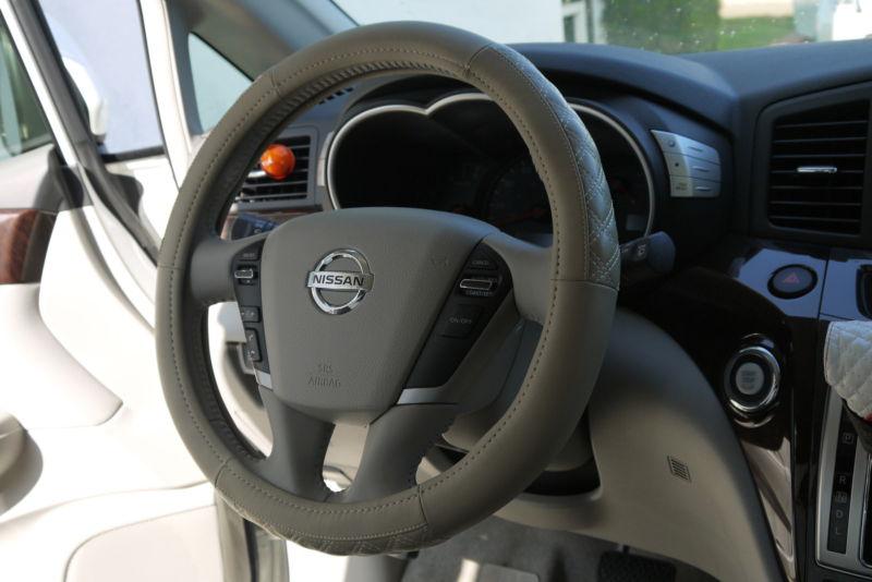 Fit hyundai kia subaru circle cool beige leather steering wrap wheel cover 57008