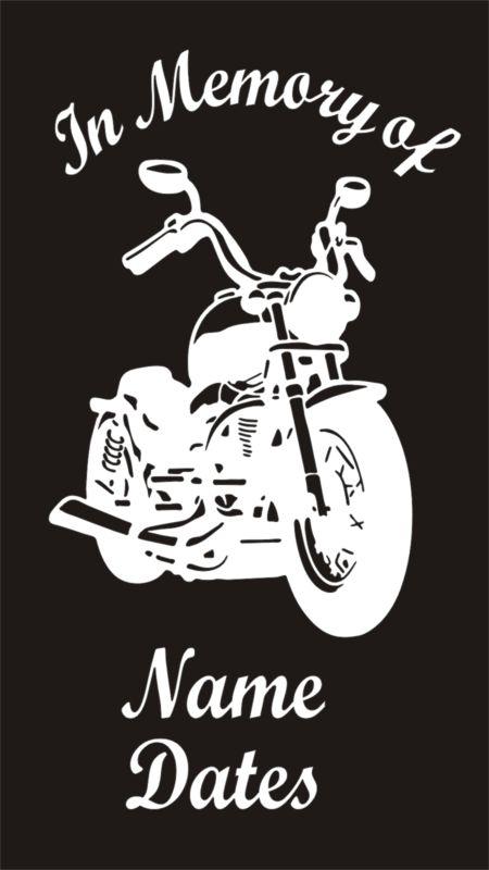 In memory of fatboy biker  motorcycle harley vinyl decal window sticker qty 4