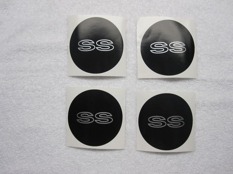 1996-2002 camaro ss zr1 wheel center cap decals - black w/silver letters