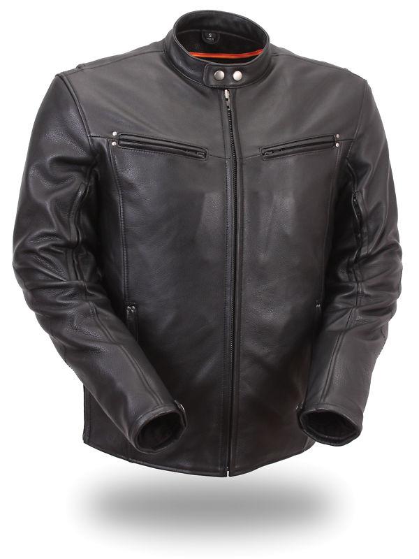 Men’s sporty scooter jacket with scooter collar with snap closure 