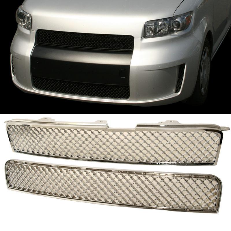 2008-2010 scion xb  front upper and lower mesh chrome grill combo