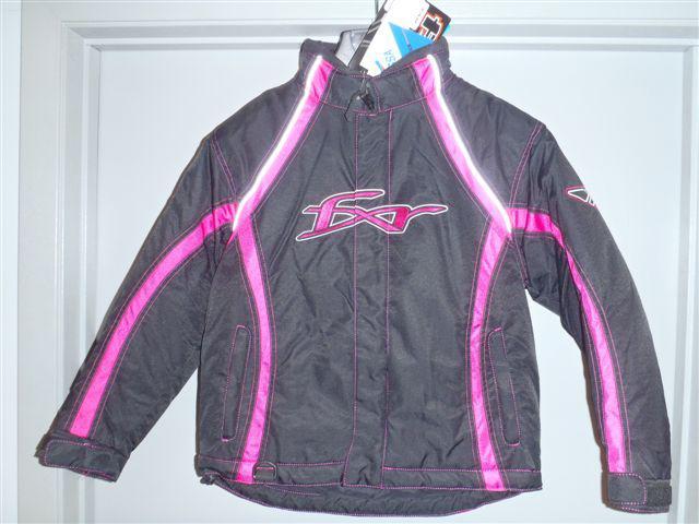 Fxr youth girls curvy black / bright pink warm snowmobile jacket - size 10-new