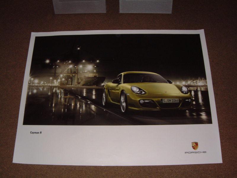 Porsche factory issued showroom poster of the cayman r front~shot  (no.21)