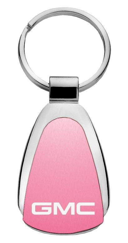 Gmc pink tear drop metal keychain car key ring tag key fob logo lanyard
