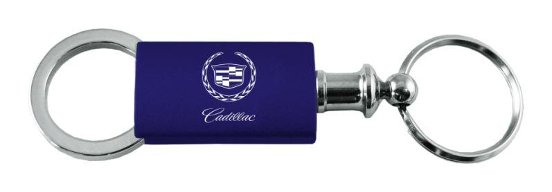 Cadillac navy blue valet metal key chain ring tag key fob logo lanyard