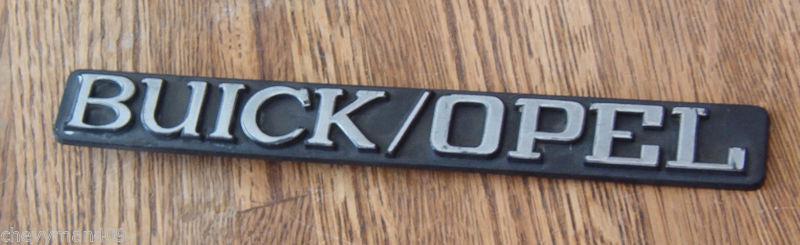 Buick opel kadett? gt? script emblem black/silver 64-72? oem plastic badge