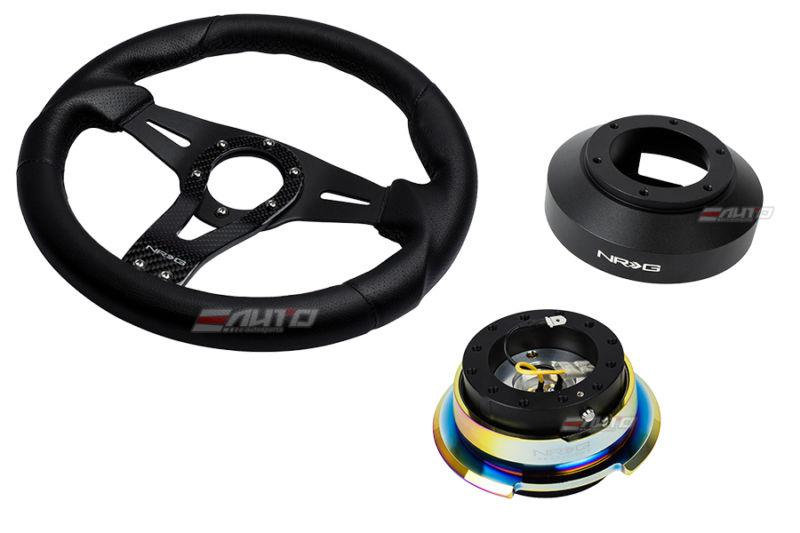 Nrg 320mm sniper leather steering wheel bk st cf s 141h hub 2.8 bkmc neo release