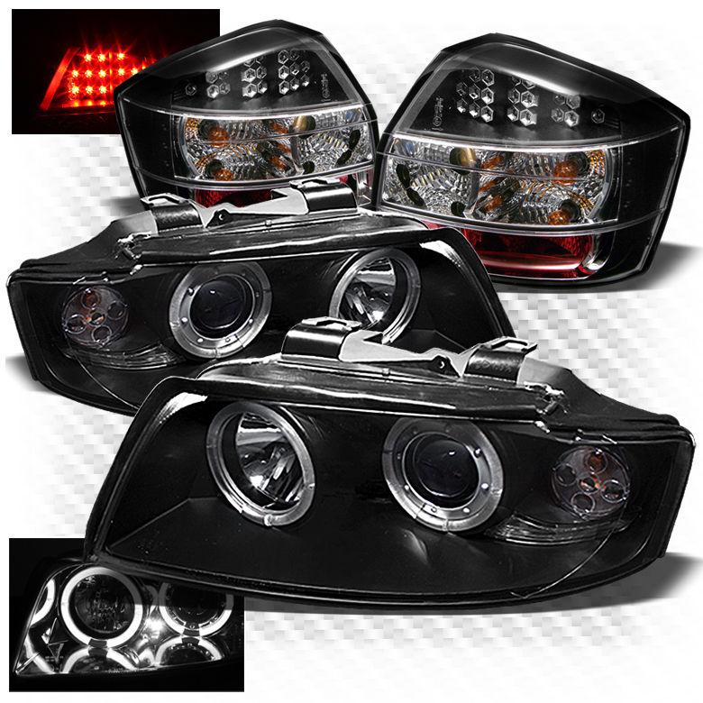 02-05 a4 black light-tube-drl pro headlights + philips-led perform tail lights