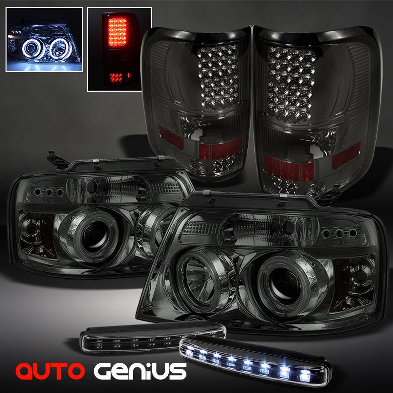 04-08 f150 smoke ccfl projector headlights + led tail lights + daytime led drl