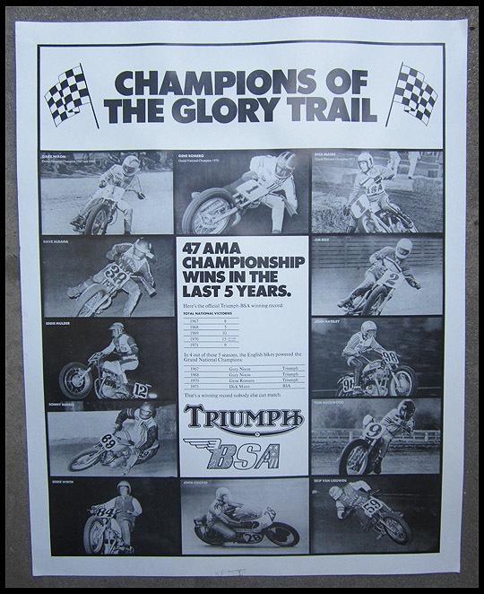 Vintage triumph bsa racing ama champs poster nixon romero mann mulder aldana 71