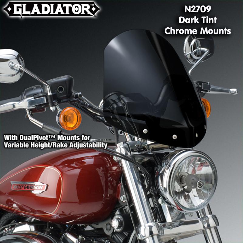 Harley xl1200c sportster custom nc gladiator windshield drk tnt crome mnts n2709