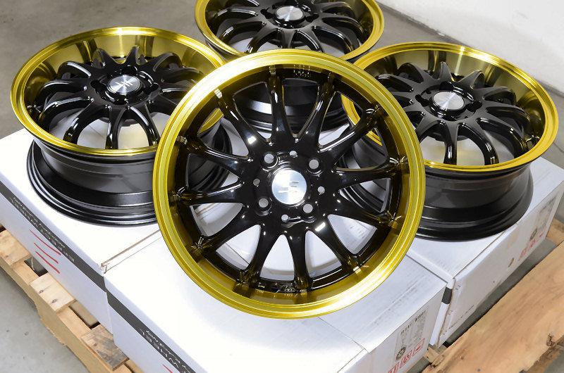 15" yellow effect wheels rims 4x100 prelude sephia miata aerio esteem corolla