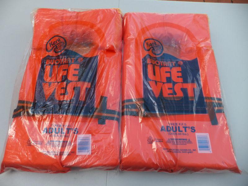 2-kent buoyant life vest type ii p.f.d. adults over 90 lbs water- boating-new