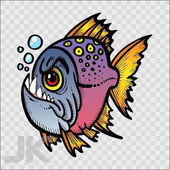 Decals sticker fish fresh water piranha characiformes amazon bubbles 0500 x6xka