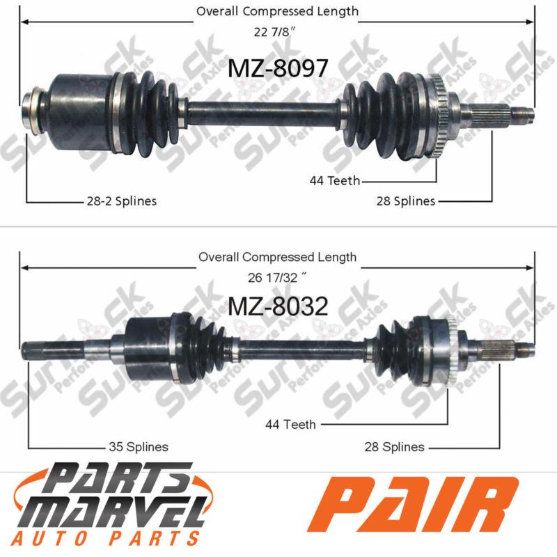 Pair cv joint axle shaft assembly for front left driver & right passenger