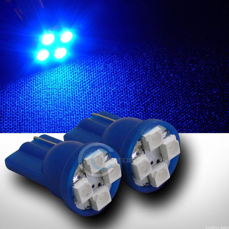 2pc blue t10 wedge 4x 3528 smd led parking/turn signal/tail light lamp bulb 12v