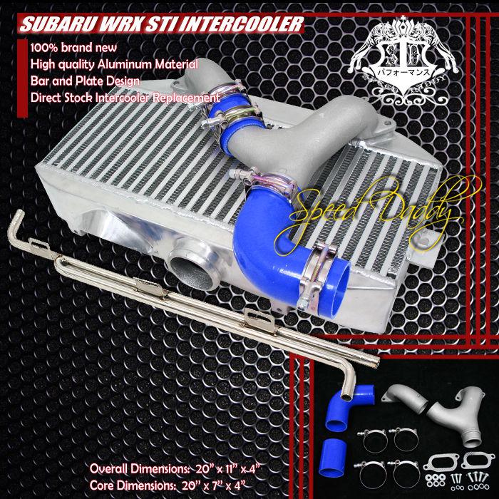 Aluminum bolt-on top-mount intercooler+blue y-pipe 02-07 subaru impreza wrx/sti