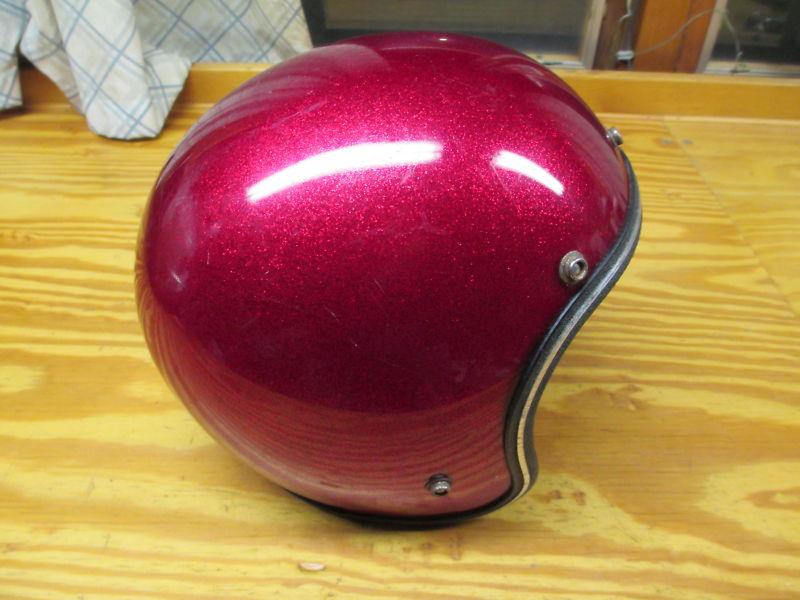 Vintage 1970s red metal flake helmet used motorcycle parts and accessories